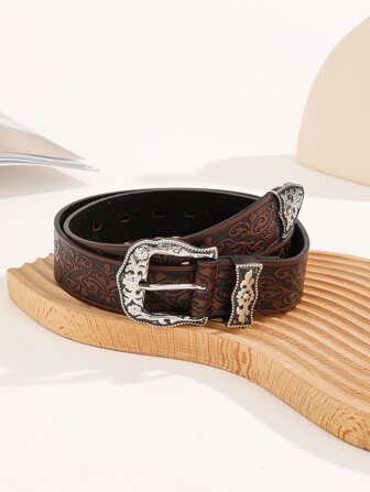 1 pieza Cinturón occidental de mujer con patrón de rollo estilo bohemio, para verano, escuela, otoño, Halloween