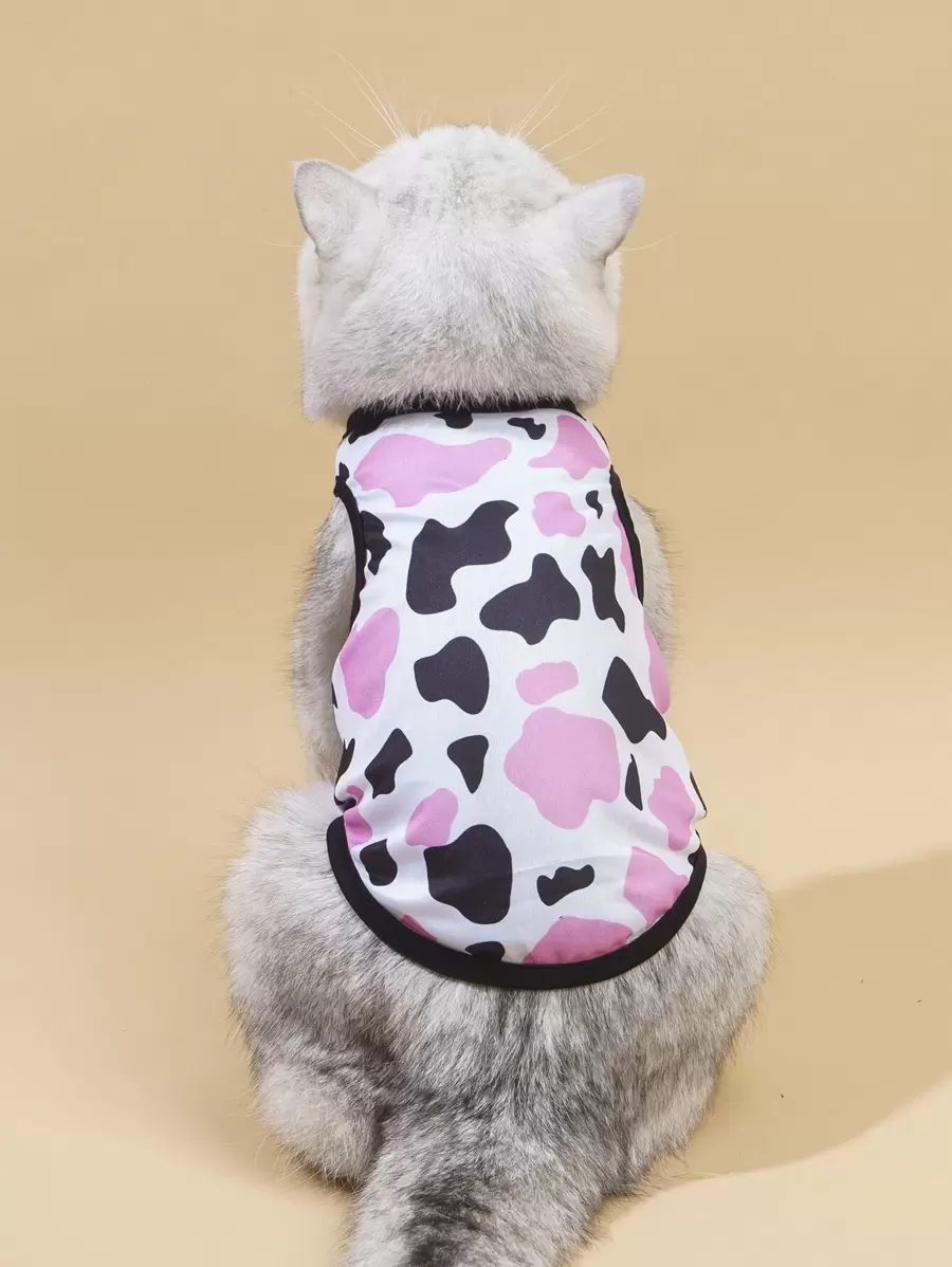 PETSIN 1pc Cow Print Pet Tank - Multicolor - View 1