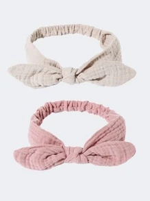 2 件套婴儿棉质蝴蝶结弹性头带，6-12 个月