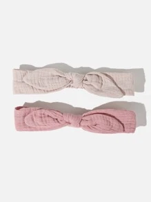 2 件套婴儿棉质蝴蝶结弹性头带，6-12 个月