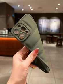 苹果可爱手机壳 纯色羽绒手机壳 适用于 11、 13、 14 Pro Max 防水防震防摔防刮 - 綠色 - 查看 3