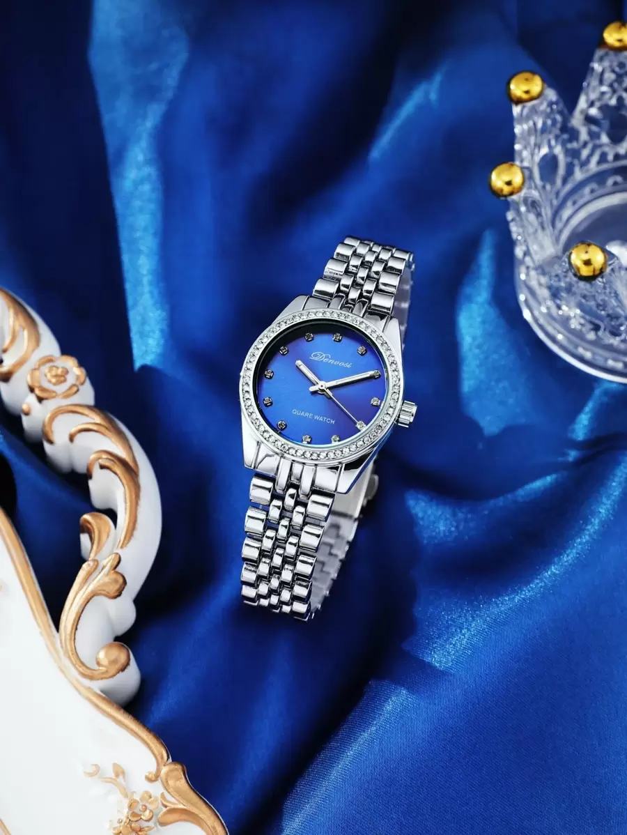 1pc Minimalist Water Resistant Quartz Watch - Silver - View 1