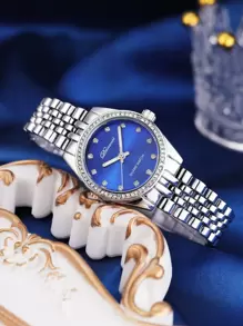 1pc Minimalist Water Resistant Quartz Watch - Silver - View 2