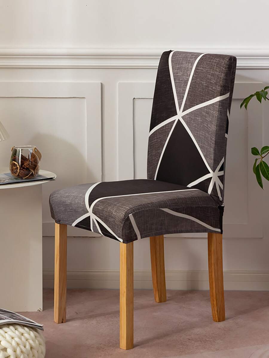 1pc Geometric Pattern Chair Slipcover - Multicolor - View 1