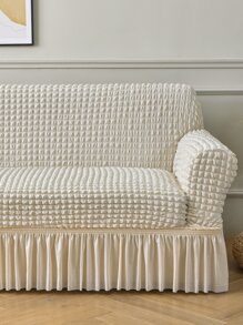 1入組客廳格子泡泡紗沙發套家用扶手椅套彈力沙發套1/2/3/4座沙發套 - 白色 - 查看 6