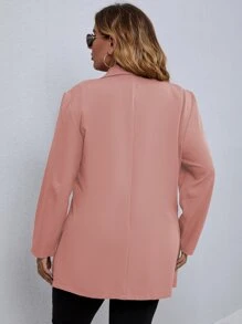 EMERY ROSE Áo vest Plus size Nút phía trước màu trơn Giải trí - Bụi hồng - Xem 2