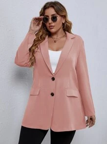 EMERY ROSE Áo vest Plus size Nút phía trước màu trơn Giải trí - Bụi hồng - Xem 4