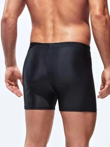 Manfinity KASUA Hombres Shorts de natación con costura lateral en contraste pierna cuadrada - Negro - Ver 2