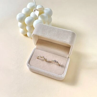 1pc Minimalist Ring Box, Beige Simple Ring Storage Box For Wedding, Gift For Sun Travel Cool Back To School