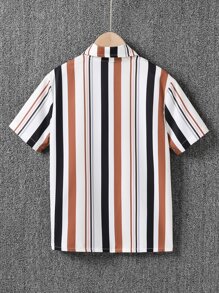 Boys Striped Button Front Shirt Without Tee - Multicolor - View 2
