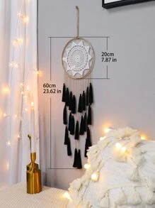 1pc Handmade Woven Wall Hanging Decor, Boho Style Tassel Dream Catcher, Home Apartment Wall Decoration, Perfect Housewarming, Yoga Studio Decoration (Excluding Lights) - Multicolor - View 5