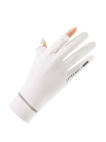 1 par de guantes deportivos transpirables de protección solar, adecuados para ciclismo, motociclismo y esquí - Blanco - Ver 3
