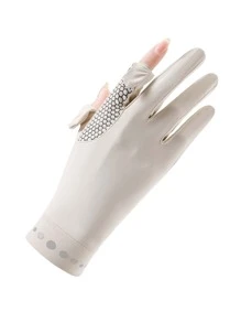 1pair Sun Protection Breathable Sports Gloves,Suitable For Cycling,Riding Motorcycle And Skiing - Beige - View 3