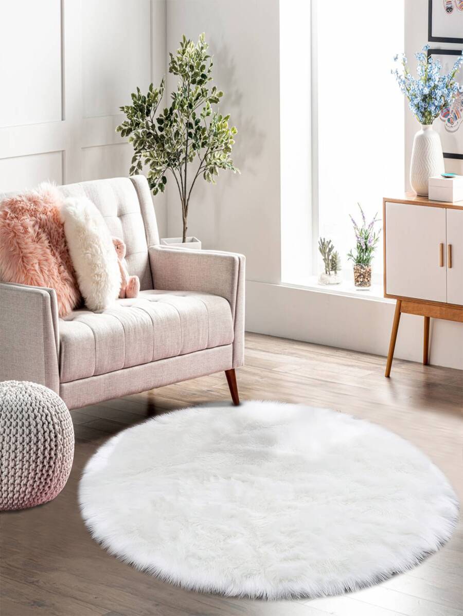 Solid Fluffy Rug - White - View 1