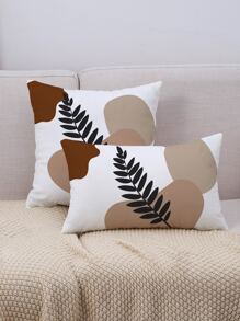 1pc Abstract Leaf Print Cushion Cover Without Filler - Multicolor - View 4