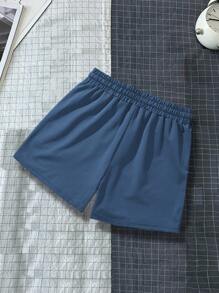 Manfinity Hypemode Men Solid Color Drawstring Waist Shorts - Dusty Blue - View 2