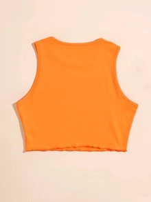 SHEIN Unity Chinese Dragon Graphic Lettuce Trim Tank Top - Orange - View 2