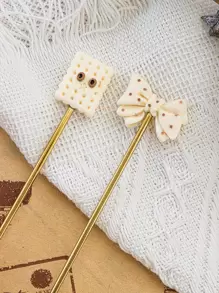 4pcs Dessert Design Spoon Set, Stainless Steel Cartoon Cute Dessert Spoon For Party ,Kitchen,Christmas Gift,School Supplies