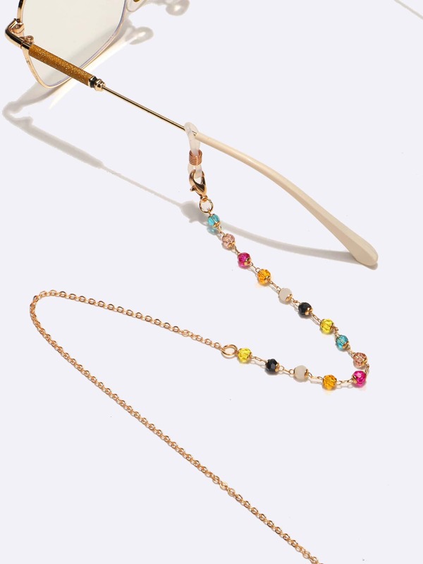 1 Stück Brillenkette aus Kupfer und Kristall, zufällige Kristallfarbe, für Damen im Alltag/Urlaub