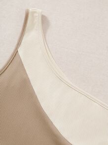 SHEIN Unity Colour Block Rib-knit One Shoulder Bodysuit - Multicolor - View 4