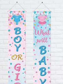 2入組性別派對對聯，派對裝飾，家居裝飾，對聯