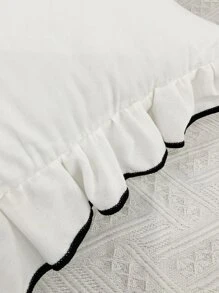 1個帶波浪邊枕套，適用於臥室和客廳 - 白色 - 查看 4