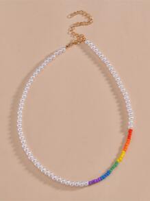 Đầy màu sắc Trang trí hạt Ngọc trai giả Đính cườm Dây chuyền - Nhiều màu - Xem 3