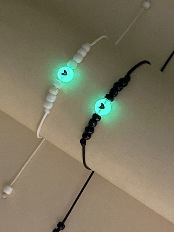 ATLVXJL Fashionable and Popular Men's 2pcs Couple Glow In The Dark Bead Decor Bracelet for Jewelry Gift and for a Stylish Look