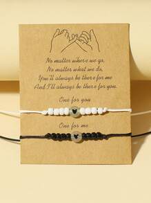 ATLVXJL Fashionable and Popular Men's 2pcs Couple Glow In The Dark Bead Decor Bracelet for Jewelry Gift and for a Stylish Look