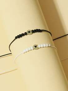 ATLVXJL Fashionable and Popular Men's 2pcs Couple Glow In The Dark Bead Decor Bracelet for Jewelry Gift and for a Stylish Look