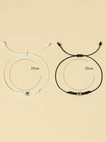 ATLVXJL Fashionable and Popular Men's 2pcs Couple Glow In The Dark Bead Decor Bracelet for Jewelry Gift and for a Stylish Look