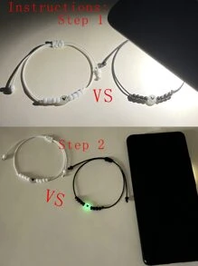 ATLVXJL Fashionable and Popular Men's 2pcs Couple Glow In The Dark Bead Decor Bracelet for Jewelry Gift and for a Stylish Look