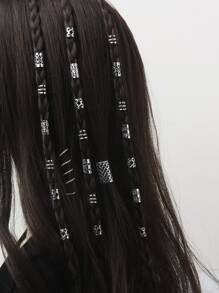 90pcs/Set Women's Personalized Braided Hair Rings, Mixed Patterns For Party, Festival, Personalized, Street Style, Hair Accessories Can Be Clipped On Braids - Silver - View 2
