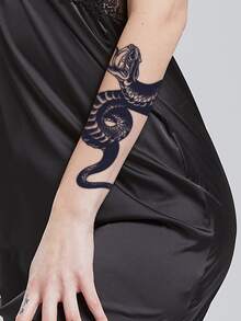 1 מדבקת קעקוע נחש - כחול - ראה 2