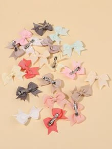 bilicaca 20pcs Toddler Girls Bow Decor Hair Clip - Multicolor - View 4