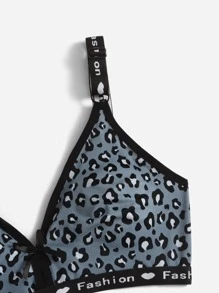 Plus Leopard Print Letter Tape Panel Bralet - Multicolor - View 5