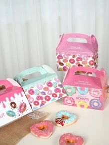 4入組 16*9.5*9.5 厘米粉紅色甜甜圈風格禮品盒，男孩女孩性別揭示粉紅色主題生日嬰兒洗禮婚禮家庭假日派對禮品包裝用品糖果盒，廚房烹飪包裝用品食品蛋糕盒，餅乾麵包盒 - 彩色 - 查看 6