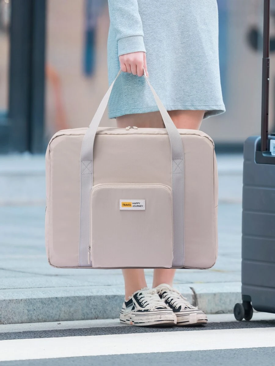 1 pieza Bolsa de viaje plegable y portátil, vibraciones bohemias - Caqui - Ver 1