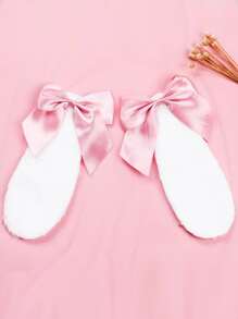 ROMWE 2pcs Rabbit Ear & Bow Decor Hair Clip Valentines