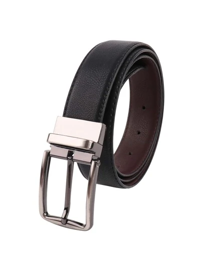 1pc Men's Reversible Solid Color Rotary Buckle PU Leather Belt, Suitable For Business & Casual Summer, School Casual, Business, Boyfriend Husband Father Dad Men Gift, Daily Wear, Fashion, Teen, Outdoor, Vacation, Athletic, Travel, Street, Boho, Vintage Fall, Autumn, Halloween Autumn-Winter Accessories,Suitable For Teens, Youth,Men,Casual, Outdoor, Athletic, Vacation, Graduation Gifts, Birthday, Daily Wear
