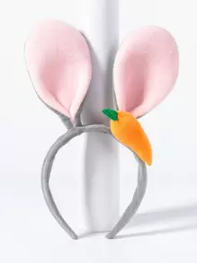 卡通兔耳朵和胡蘿蔔裝飾立體髮箍