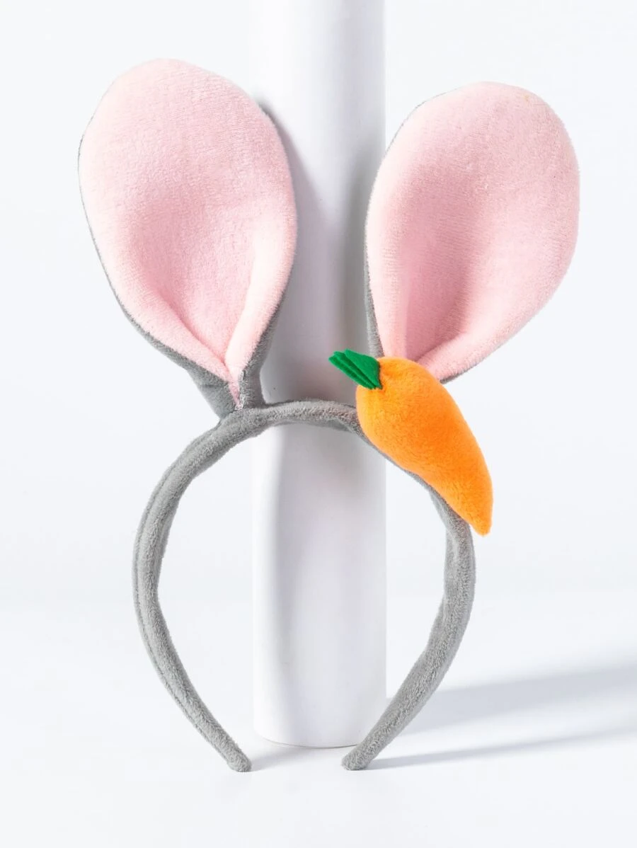 卡通兔耳朵和胡蘿蔔裝飾立體髮箍