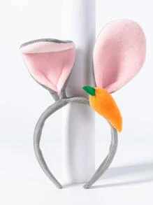 卡通兔耳朵和胡蘿蔔裝飾立體髮箍