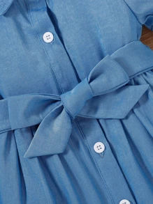 嬰兒女孩蓬蓬袖腰帶襯衫裙