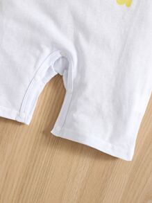 Đứa bé trai Đồ họa trái tim và chữ cái Romper - trắng - Xem 6