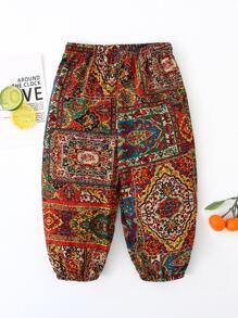 Baby Floral Print Tapered Trousers - Multicolor - View 2