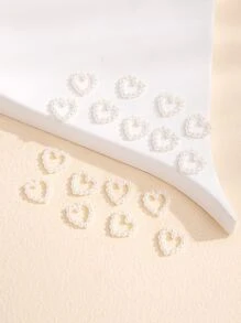 400 件人造珍珠心形设计 DIY 发饰雪花 - 白色 - 查看 3