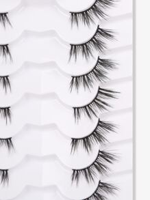 MAANGE 7对自然蓬松精致假睫毛，适合日常使用，卡通风格，旅行必备，加长飞扬式睫毛条 - 黑色 - 查看 7