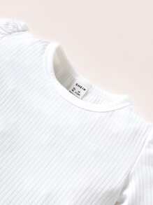 嬰兒花卉刺繡褶邊背帶連身褲和T恤