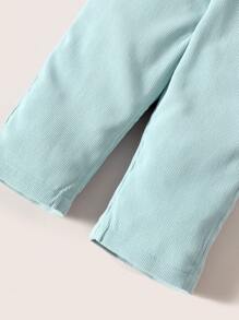 嬰兒花卉刺繡褶邊背帶連身褲和T恤